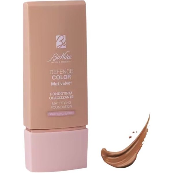 BioNike Defence Color Mat Velvet Fondotinta Opacizzante Per Pelle Grassa Mista Sensibile Allergica Colore 06 Cinnamon, 30Ml-image