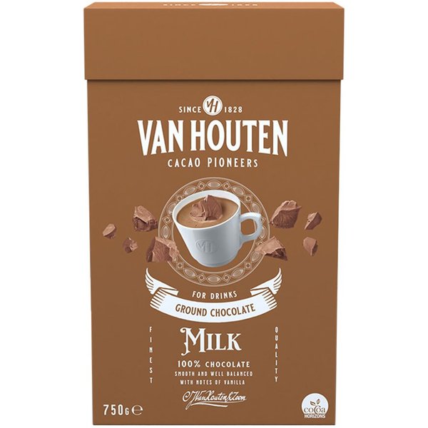 Van Houten Milk Hot Chocolate Drink Powder 1.65lb Box