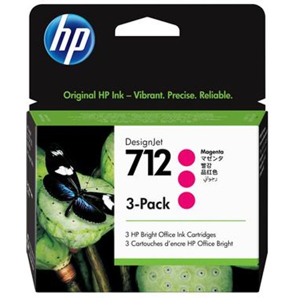 HP 712 3PACK 29-ML Magenta Designjet Ink Cartridge 3ED78A-image