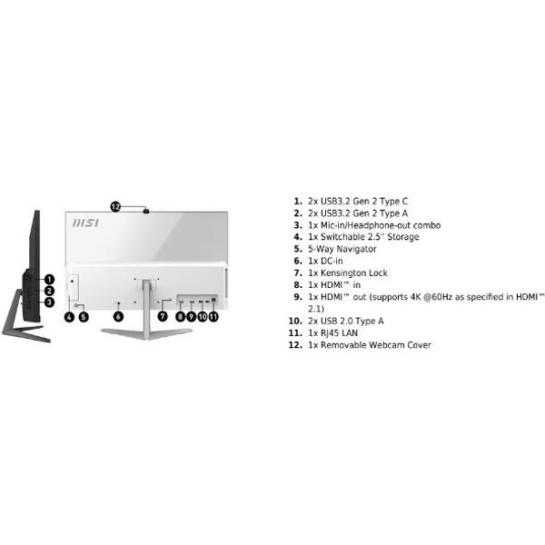 MSI Aio Core 5 120U 16GB 512GB Shared 23.8FHD WIN11PRO Modern AM242 1M-2284EU-image