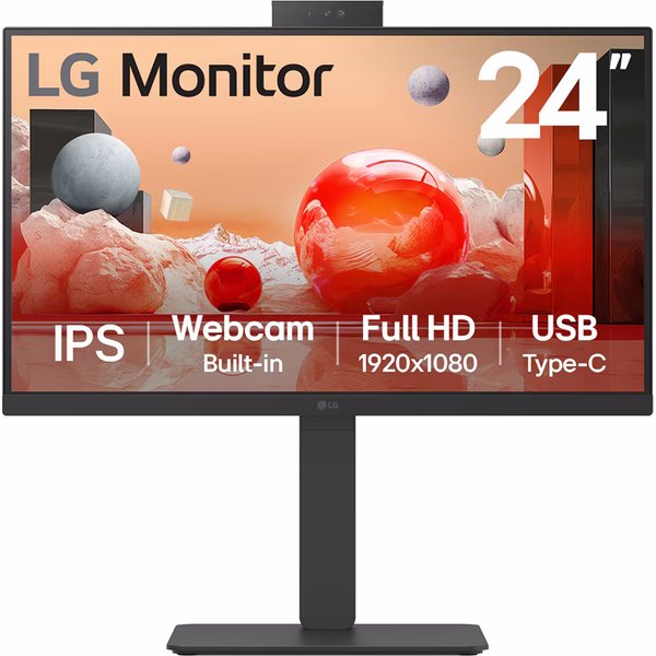 LG Monitor 23,8 LED Ips 100Hz 16:9 FHD 5MS 250 Cdm, Webcam, Pivot, Usb-C Dock, Dp/Hdmi, Multimediale 24Ba850-B.Aeu-image