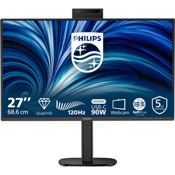 Philips Monitor 27 Led Ips Qhd 16:9 4MS 350 Cdm, Pivot, Usb-C Hub, Webcam, Dp/Hdmi, Multimediale 27B2U3601H-image