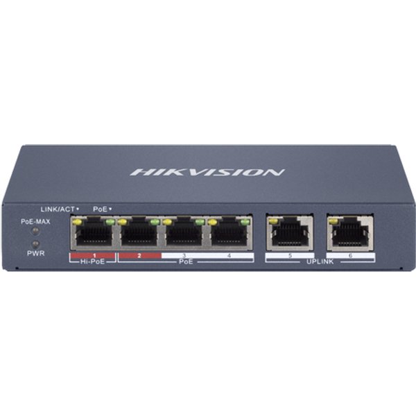 Switch Hikvision Smart Managed Hi-Poe 10/100 L2, 4 10/100M Rj45 POE Ports, 2 10/100M Rj45 Port, 802. 301802041-image