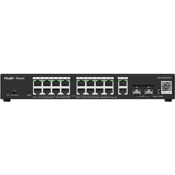 Reyee Smart Switch POE Gigabit 20 P. 16 Poe/Poe+, 2 Uplink Rj45/Sfp, Power Budget 250W Rg-Es220Gs-P-image