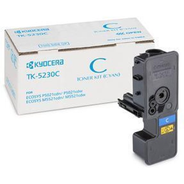 Kyocera Toner Ciano TK-5230C Per Ecosys P5021CDN/CDW/ECOSYS M5521CDN/CDW - Alta Capacita 2600 Pagine In Formato A4 (Iso/Iec 19798) 1T02R9CNL0-image