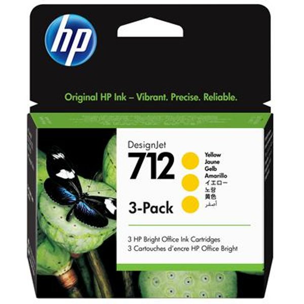HP 712 3-Pack 29-Ml Yellow Designjet Ink Cartridge 3ED79A-image