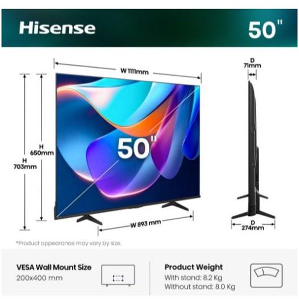 Hisense 50 A69S 4K Ultra HD Smart Vidaa 50A69S-image