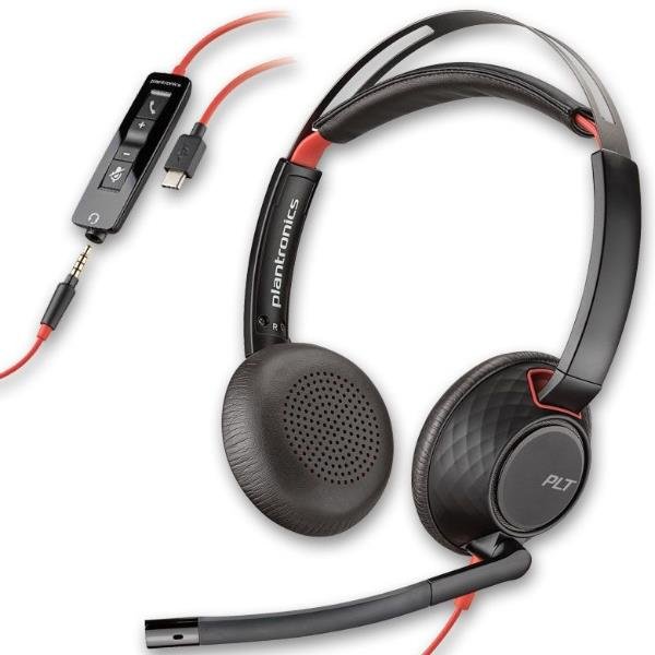 Poly HP Blackwire 5220 Stereo Usb-C Headset +3.5Mm Plug +USB-C/A Adapter (Bulk) 8X231A6-image