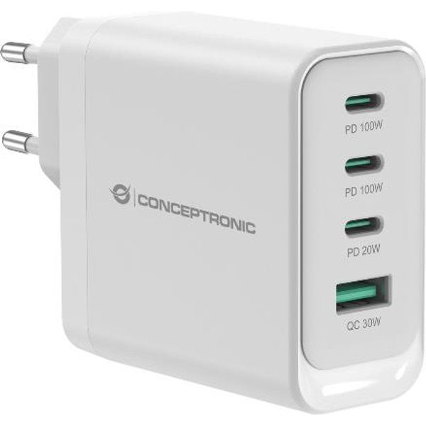 Conceptronic 4-PORT 100W Gan USB Pd Charger Usb-C X 3 Usb-A 1 Qc 3.0 Pps 3.0 ALTHEA22W100-image