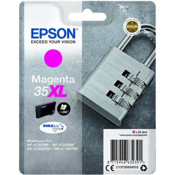 Epson Materiale Di Consumo Cartucce Inchiostro Durabrite Ultra 35XL Lucchetto Confezione Singola 1 X 20 3 Ml Magenta Xl C13T35934010-image