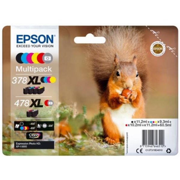 Epson Multipack 6-COLOURS 378XL/478XL Claria Photo HD Ink C13T379D4020-image