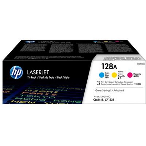 HP 128A Cym Tri-Pack Laserjet Toner Cartridge CF371AM-image