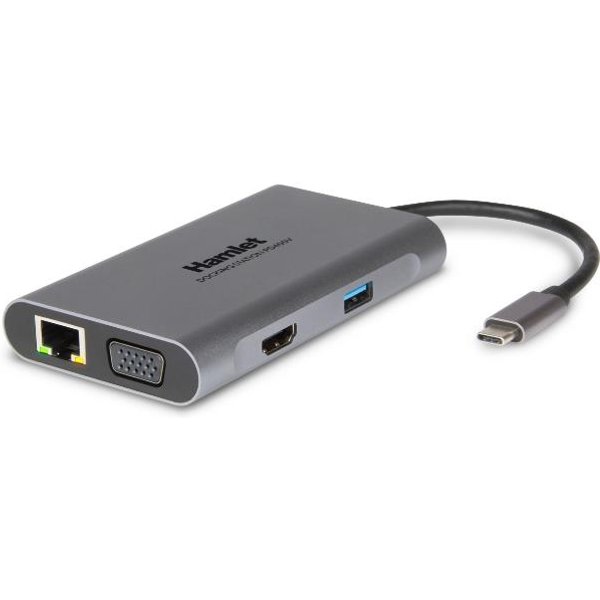 Hamlet Docking Station Usb-C Power Delivery 60W - 3 X USB 3.0 + LAN Hdmi Vga HDKC-PD400V-image
