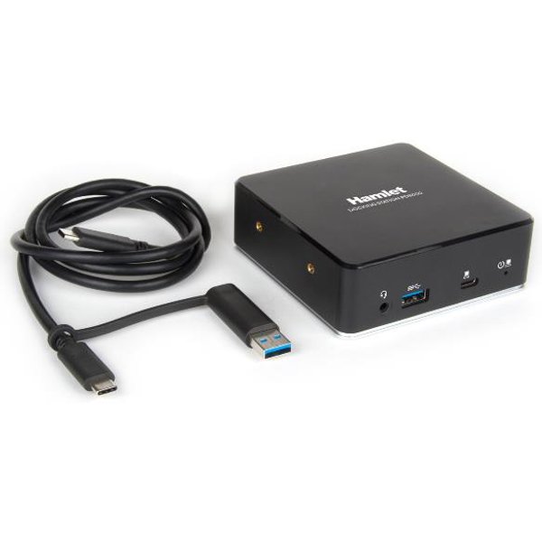Hamlet Docking Doppia Interfaccia Usb-C E Usb-A Pd 85W 3 Porte USB 3.0 + 2PORTE Hdmi LAN Audio Slot Per Cavo Sicurezza. ALIMENT.100W Incl HDKC-PD8000-image