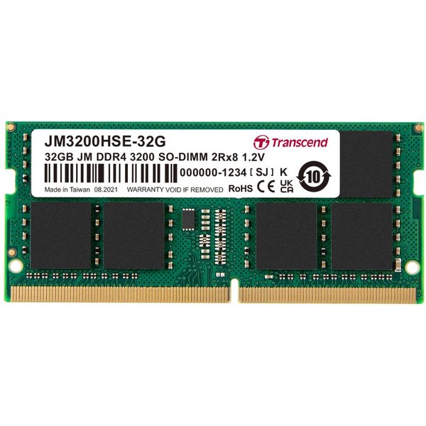 Transcend 32GB Jm DDR4 3200 So-Dimm 2Rx8 2Gx8 CL22 1.2V JM3200HSE-32G-image