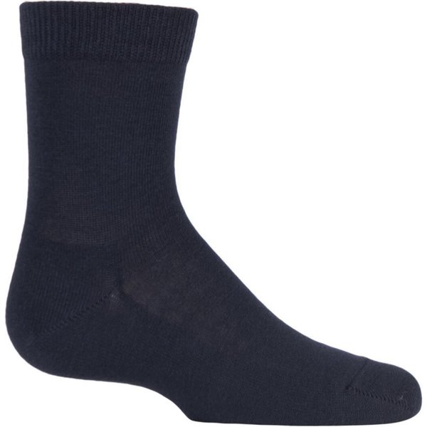 1 Pair Dark Marine Back to School Plain Cotton Socks Kids Unisex 9-11.5 Kids (4-6 Years) - Falke