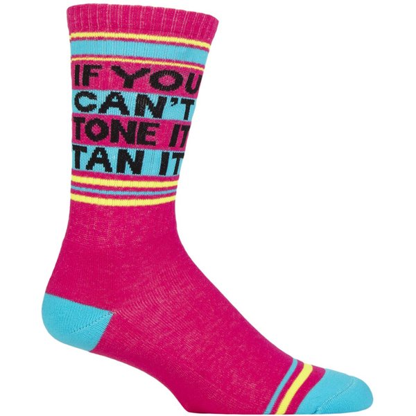 Gumball Poodle 1 Pair If You Can't Tone It, Tan It - Gym Crew Socks Cotton Socks Multi One Size