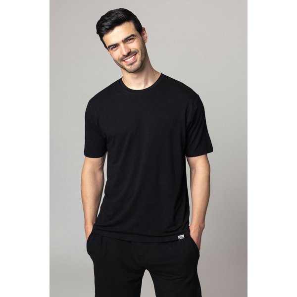 Mens 1 Pack Lazy Panda Bamboo Loungewear Selection T-Shirt Black T-Shirt Medium