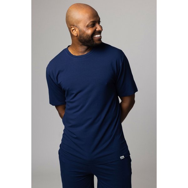 Mens 1 Pack Lazy Panda Bamboo Loungewear Selection T-Shirt Navy T-Shirt Small