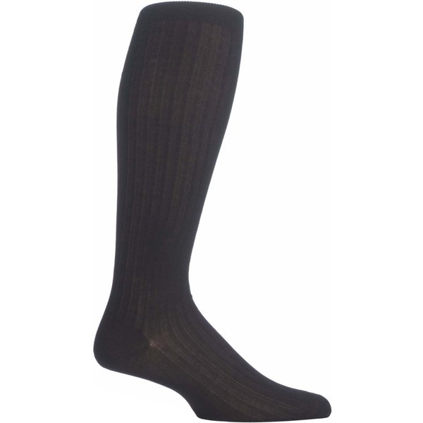 1 Pair Black Merino Wool Rib Knee High Socks Men's 10-12 Mens - Pantherella