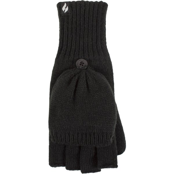 Mens and Women's 1 Pack SOCKSHOP Heat Holders Converter Mittens Black Mens S/M Womens M/L
