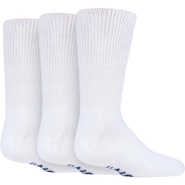 3 Pair White Footnurse Cushioned Foot Diabetic Socks Kids Unisex 12.5-3.5 Kids (7-12 Years) - Iomi