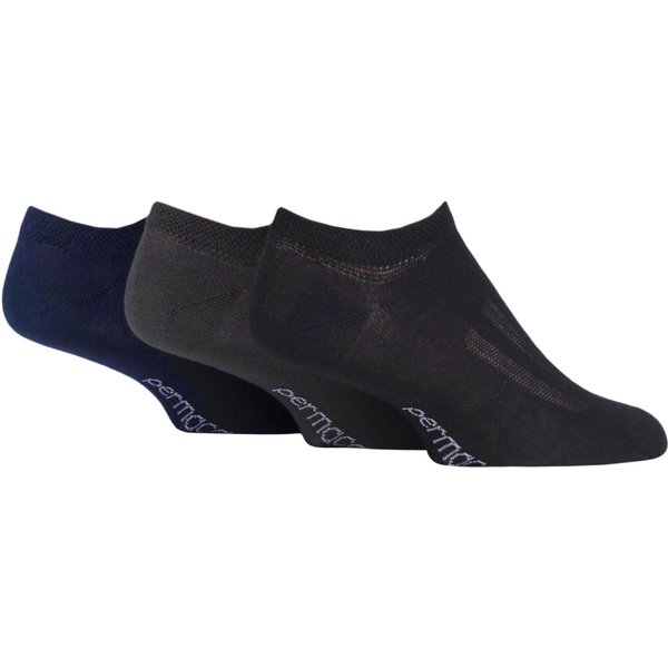 Mens and Women's 3 Pair SOCKSHOP PermaCool Evaporation Cooling Trainer Socks Black / Navy / Charcoal 9-11 Unisex