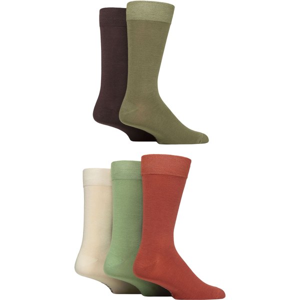 Mens 5 Pair SOCKSHOP Plain, Striped and Patterned Bamboo Socks Wild Terrain Plain 7-11