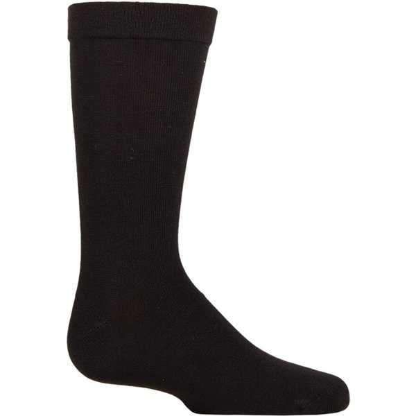 1 Pair Black Plain Bamboo Socks with Comfort Cuff and Smooth Toe Seams Kids Unisex 12.5-3.5 Kids (8-12 Years) - SOCKSHOP