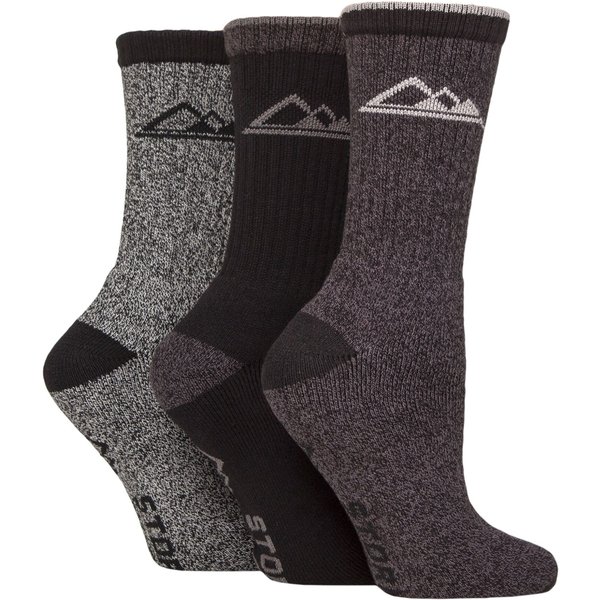 Women's 3 Pair Storm Bloc Cotton Marl Boot Socks Black / Charcoal 4-8