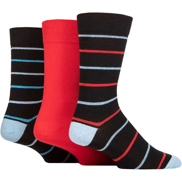 Mens 3 Pair SOCKSHOP TORE 100% Recycled Cotton Thin Stripe Patterned Socks Thin Stripes Black 7-11