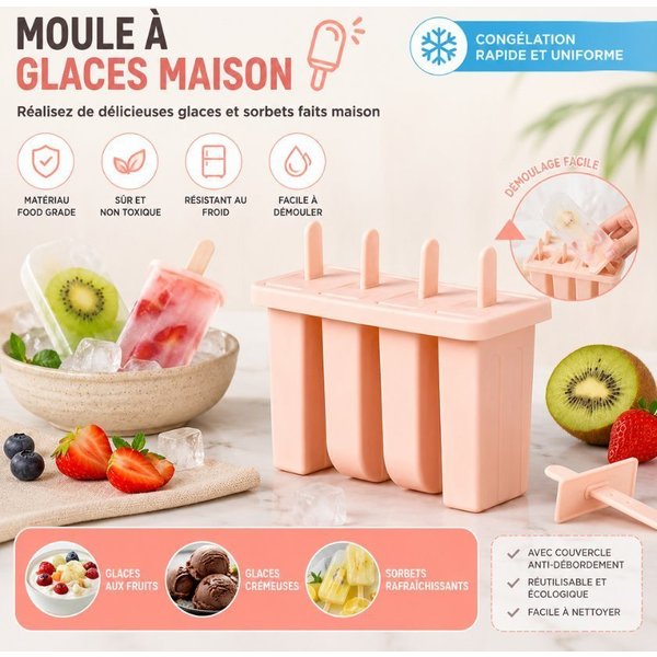 Eisform für selbstgemachtes Eis – 4 Eis am Stiel