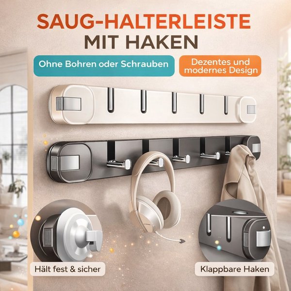 Wandhakenhalter mit Saugnäpfen – Ohne Bohren, diskret und modern