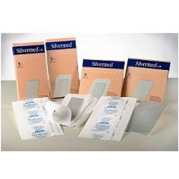 Medicazione Sterile A Base Di Argento Senza Bordo Adesivo Silvermed Sb Ag 10X10Cm 5 Pezzi-image