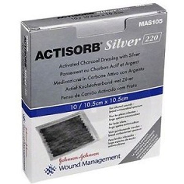 Actisorb Silver Medicazione In Carbone Attivo Con Argento 10,5X10,5 Cm 3 Pezzi-image