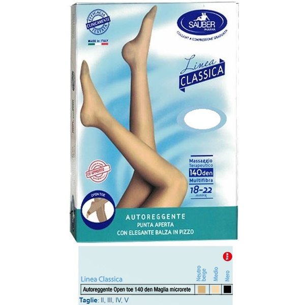 sauber Autoreggente Open Toe Maglia Microrete 140 Den Colore Neutro Beige Taglia 5 Linea Classica-image