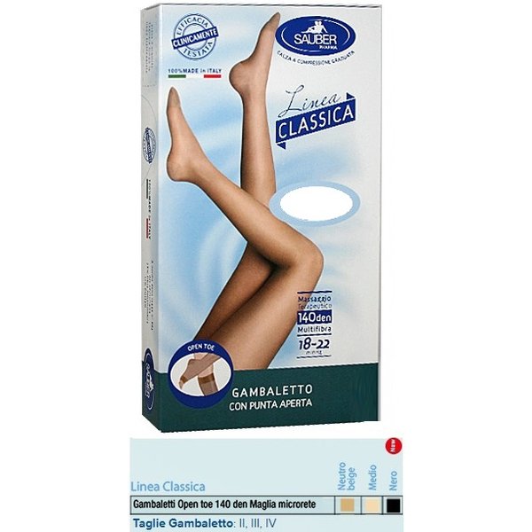 sauber Gambaletto Open Toe Maglia Microrete 140 Den Colore Medio Taglia 4 Linea Classica-image