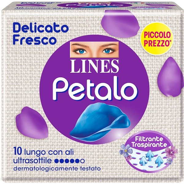 Lines Petalo Blu Assorbente Lungo Con Ali 10 Pezzi-image