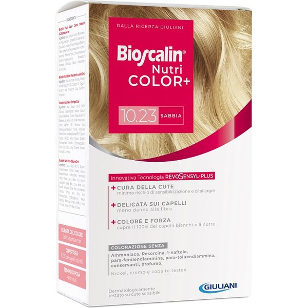 Bioscalin Nutricolor Plus 10,23 Sabbia Crema Colorante 40 Ml + Rivelatore Crema 60 Ml + Shampoo 12 Ml + Trattamento Finale Balsamo 12 Ml-image