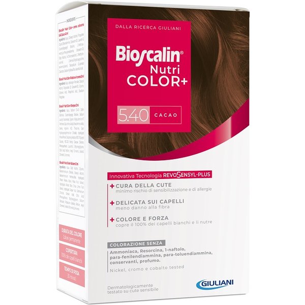 Bioscalin Nutricolor Plus 5,40 Cacao Crema Colorante 40 Ml + Rivelatore Crema 60 Ml + Shampoo 12 Ml + Trattamento Finale Balsamo 12 Ml-image