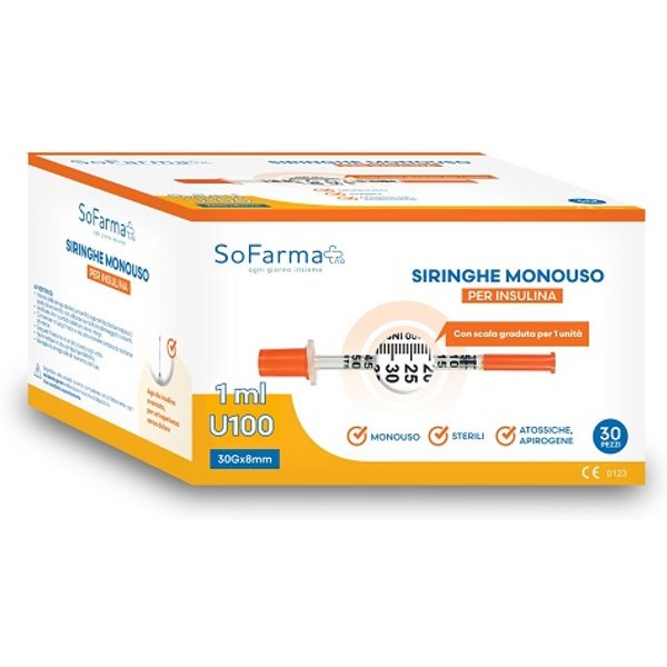 Siringa Per Insulina 1 Ml 30 Pezzi Sofarmapiu'-image