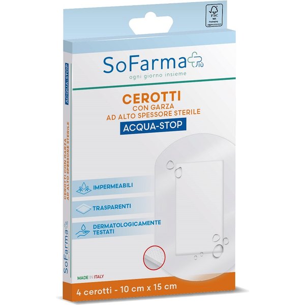 Cerotto Acquastop Sofarmapiu' 10X15 Cm 4 Pezzi-image
