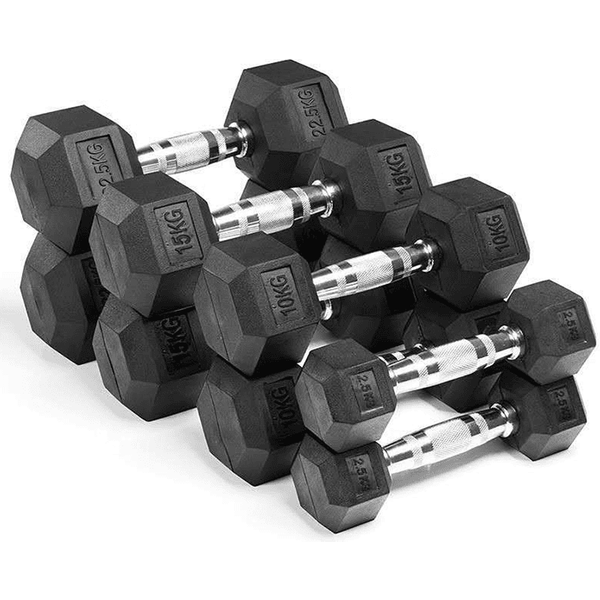 Ironman Rubber Coated Hex 10kg Dumbbell Pair