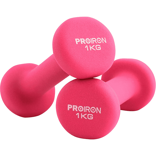 PROIRON Neoprene Coated 1kg Dumbbells