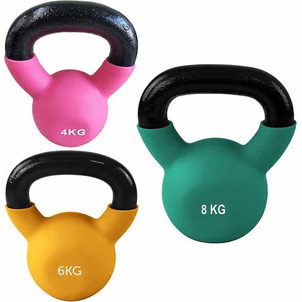 Ironman Cast Iron Coated Kettlebell Set (4kg 6kg 8kg)