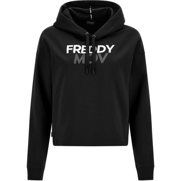 Freddy Felpa Palestra Senza Zip Con Cappuccio Nero Logo Donna XS