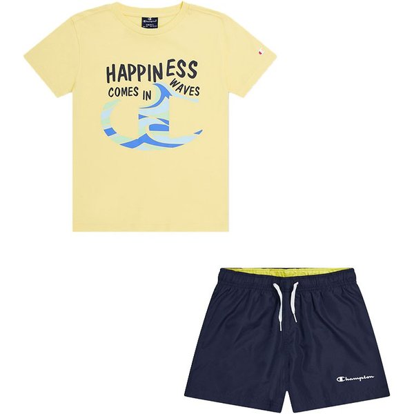 Champion Completo Sportivo T-Shirt + Shorts Giallo Blu Bambino S