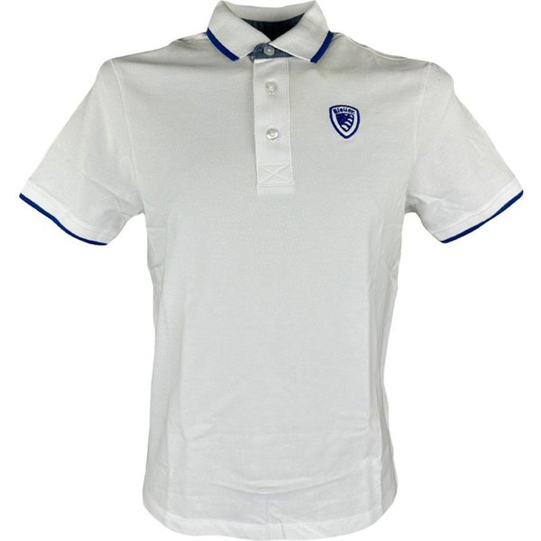 Blauer Polo Mezza Manica Logo Ricamato Bianco Uomo L