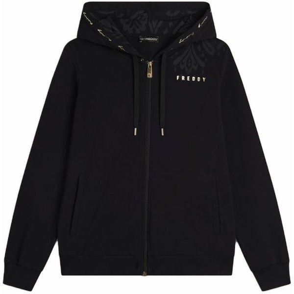 Freddy Felpa Palestra Leggera Cappuccio e Dettagli Floreali Nero Donna XS