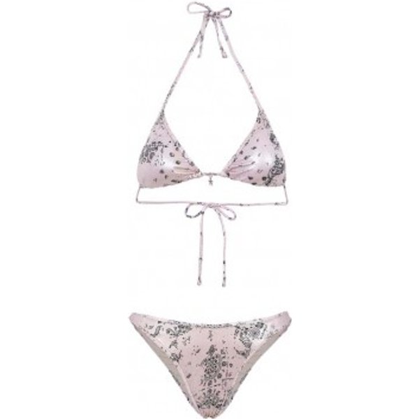 Effek Bikini Triangolo con Slip Americano Fisso Jersey Fantasia Rosa Donna S